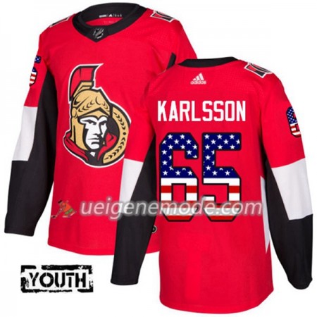 Kinder Eishockey Ottawa Senators Trikot Erik Karlsson 65 Adidas 2017-2018 Rot USA Flag Fashion Authentic